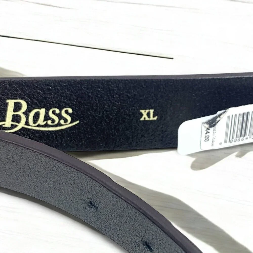 Bass Mens Genuine Leather Belt Brown With Brushed Silver Buckle Sz XL 5127 13